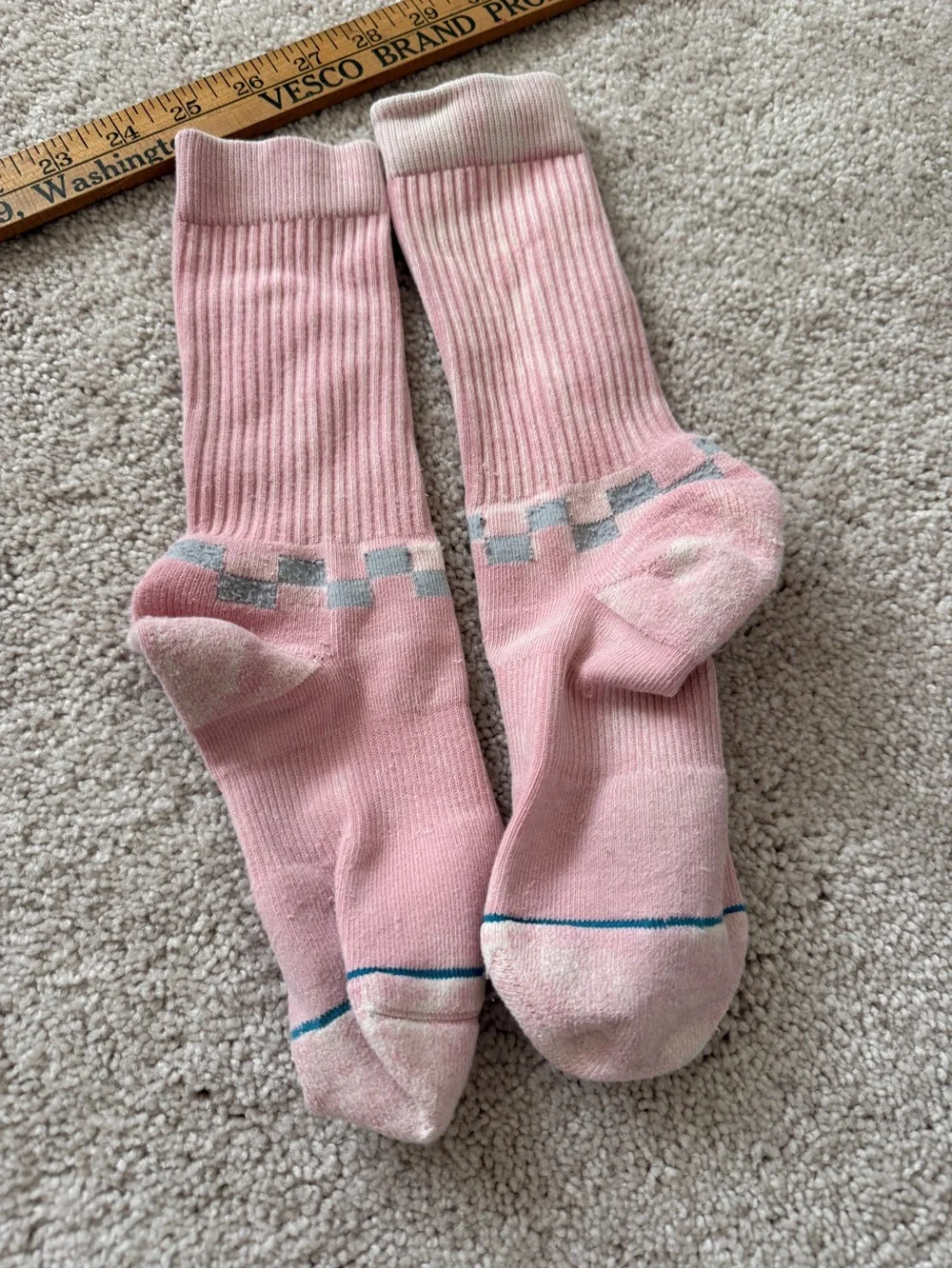 Stance Pink Crew Socks with Gray Checker Accent